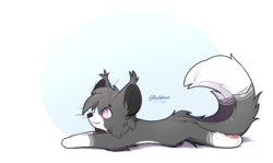 Size: 2330x1387 | Tagged: safe, artist:accelldraws, oc, oc only, oc:valence (accelldraws), cat, feline, maine coon, mammal, feral, 2020, fur, gray body, gray fur, male, smiling, solo, solo male