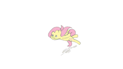 Size: 1280x720 | Tagged: safe, artist:melodenesa, fluttershy (mlp), equine, fictional species, mammal, pegasus, pony, feral, friendship is magic, hasbro, my little pony, vocaloid, 16:9, 2d, 2d animation, animated, bottomwear, clothes, crossover, cute, dress, female, frame by frame, gala dress, gif, mare, reference, rolling girl (vocaloid), skirt, solo, solo female, spinning, ungulate