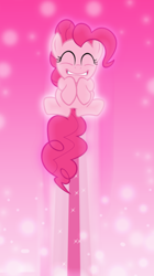 Size: 600x1069 | Tagged: safe, artist:ohitison, artist:sailortrekkie92, pinkie pie (mlp), earth pony, equine, fictional species, mammal, pony, feral, friendship is magic, hasbro, my little pony, 2012, eyes closed, female, happy, mare, on model, simple background, smiling, solo, solo female, tail, transparent background, vector