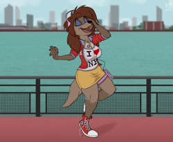 Size: 2634x2160 | Tagged: safe, artist:hyenatig, rita (oliver & company), canine, dog, mammal, saluki, anthro, disney, oliver & company, 80s, female, high res, paw pads, paws, solo, solo female