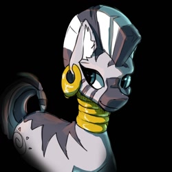Size: 1280x1280 | Tagged: safe, artist:1alberich1, zecora (mlp), equine, mammal, zebra, feral, friendship is magic, hasbro, my little pony, 2020, ear piercing, earring, female, neck rings, piercing, sketch, smiling, solo, solo female, tail, ungulate