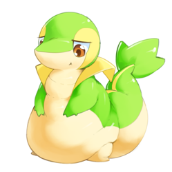 Size: 995x1000 | Tagged: safe, artist:veiukket, fictional species, snivy, semi-anthro, nintendo, pokémon, 2020, :t, ambiguous gender, brown eyes, fat, fat fetish, overweight, side mouth, simple background, solo, solo ambiguous, starter pokémon