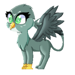 Size: 1300x1300 | Tagged: safe, artist:polishcrossoverfan, gabby (mlp), bird, feline, fictional species, gryphon, mammal, feral, friendship is magic, hasbro, my little pony, 2016, 2d, 2d animation, animated, bird feet, blinking, claws, cute, feathered wings, feathers, gif, hair, ponytail, simple background, solo, tail, talons, transparent background, wings