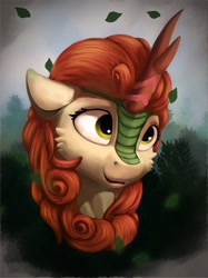 Size: 1000x1337 | Tagged: safe, artist:itssim, autumn blaze (mlp), equine, fictional species, kirin, mammal, ambiguous form, friendship is magic, hasbro, my little pony, bust, female, mare, portrait, solo, solo female