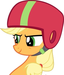 Size: 6308x7419 | Tagged: dead source, safe, artist:pink1ejack, applejack (mlp), earth pony, equine, fictional species, mammal, pony, feral, friendship is magic, hasbro, my little pony, 2016, absurd resolution, female, hair, hair band, helmet, on model, simple background, smiling, solo, solo female, transparent background, vector