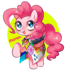 Size: 904x977 | Tagged: safe, artist:maren, pinkie pie (mlp), earth pony, equine, fictional species, mammal, pony, feral, fanfic:cupcakes (mlp), friendship is magic, hasbro, my little pony, 2013, clothes, colored pupils, cute, cutie mark dress, female, grimcute, hooves, looking at you, mare, pixiv, raised hoof, simple background, solo, solo female, white background