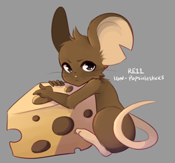 Size: 1218x1136 | Tagged: safe, artist:re11, mammal, mouse, rodent, anthro, transformice, ambiguous gender, cheese, looking at you, solo, solo ambiguous, whiskers