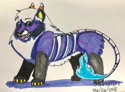 Size: 1080x791 | Tagged: safe, artist:stargazerseven, oc, oc only, fictional species, feral, 2018, irl, male, photo, photographed artwork, solo, solo male, tail, traditional art