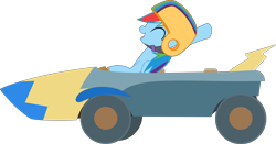 Size: 7211x3776 | Tagged: dead source, safe, artist:pink1ejack, rainbow dash (mlp), equine, fictional species, mammal, pegasus, pony, feral, friendship is magic, hasbro, my little pony, 2016, absurd resolution, cart, eyes closed, female, happy, helmet, mare, on model, simple background, smiling, solo, solo female, tail, transparent background, vector