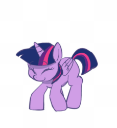 Size: 550x600 | Tagged: safe, artist:jirousan, colorist:firenhooves, edit, twilight sparkle (mlp), alicorn, equine, fictional species, mammal, pony, feral, friendship is magic, hasbro, my little pony, 2d, 2d animation, :o, adorkable, animated, blank flank, club can't handle me, color edit, colored, cute, dancing, do the sparkle, dork, ear twitch, female, floppy ears, frame by frame, gif, jirousan is trying to murder us, kicking, mare, open mouth, party hard, pixiv, silly, silly pony, simple background, solo, solo female, swing, twiggles, white background, wholesome