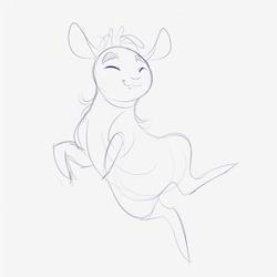Size: 2000x2000 | Tagged: safe, artist:itsdanfango, oc, oc only, oc:oliver, bovid, goat, mammal, feral, 2019, eyes closed, high res, male, monochrome, simple background, sketch, smiling, solo, solo male, white background