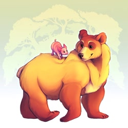 Size: 900x901 | Tagged: safe, artist:sutexii, piglet (winnie-the-pooh), winnie-the-pooh (winnie-the-pooh), bear, mammal, pig, suid, feral, disney, winnie-the-pooh, duo, duo male, feralized, male, males only