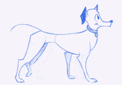 Size: 1305x914 | Tagged: safe, artist:itsplusolee, canine, dog, mammal, feral, cc by-nc-nd, creative commons, 2d, 2d animation, ambiguous gender, animated, frame by frame, gif, partial color, solo, solo ambiguous, walk cycle, walking
