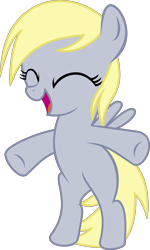 Size: 6823x11388 | Tagged: dead source, safe, artist:pink1ejack, derpy hooves (mlp), equine, fictional species, mammal, pegasus, pony, feral, friendship is magic, hasbro, my little pony, 2016, absurd resolution, bipedal, eyes closed, female, filly, foal, happy, on model, simple background, solo, solo female, tail, transparent background, vector, young, younger