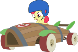 Size: 7164x4850 | Tagged: dead source, safe, artist:pink1ejack, apple bloom (mlp), earth pony, equine, fictional species, mammal, pony, feral, friendship is magic, hasbro, my little pony, 2016, absurd resolution, cart, female, filly, foal, helmet, on model, open mouth, simple background, smiling, solo, solo female, transparent background, vector, young