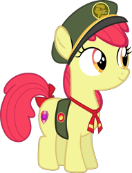 Size: 7181x9413 | Tagged: dead source, safe, artist:pink1ejack, apple bloom (mlp), earth pony, equine, fictional species, mammal, pony, feral, friendship is magic, hasbro, my little pony, 2016, absurd resolution, cap, clothes, cute, female, filly, foal, hat, on model, simple background, smiling, solo, solo female, tail, transparent background, vector, young