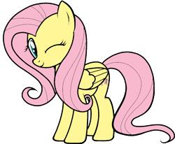 Size: 900x742 | Tagged: safe, artist:fluttershy7, artist:icey-wicey-1517, fluttershy (mlp), equine, fictional species, mammal, pegasus, pony, feral, friendship is magic, hasbro, my little pony, female, mare, on model, one eye closed, simple background, solo, solo female, transparent background, winking