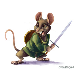 Size: 1000x917 | Tagged: safe, artist:spain fischer, matthias (redwall), mammal, mouse, rodent, feral, redwall, shield, simple background, solo, sword, weapon, white background