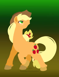 Size: 720x937 | Tagged: safe, artist:texasuberalles, applejack (mlp), earth pony, equine, fictional species, mammal, pony, feral, friendship is magic, hasbro, my little pony, 2020, clothes, colored hooves, cowboy hat, dock, female, freckles, hat, hooves, lineless, looking up, mare, solo, solo female, tail, unshorn fetlocks