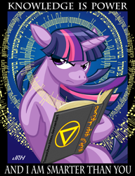 Size: 720x937 | Tagged: safe, artist:texasuberalles, twilight sparkle (mlp), equine, fictional species, mammal, pony, unicorn, feral, friendship is magic, hasbro, my little pony, arabic text, armenian text, book, female, hebrew text, korean text, looking at you, mare, solo, solo female, tamil text
