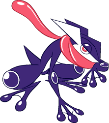 Size: 565x635 | Tagged: safe, artist:tommeypinkiemonkey, amphibian, fictional species, frog, greninja, anthro, cc by-nc, creative commons, nintendo, pokémon, 2020, aliasing, flat colors, pink eyes, pink outline, pixel art, simple background, solo, starter pokémon, tail, tongue, tongue out, transparent background