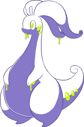 Size: 680x1024 | Tagged: safe, artist:tommeypinkiemonkey, fictional species, goodra, anthro, cc by-nc, creative commons, nintendo, pokémon, 2020, aliasing, flat colors, goo, pixel art, simple background, solo, tail, transparent background, white body