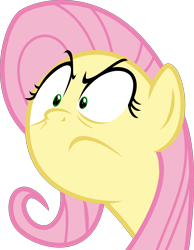 Size: 6143x7920 | Tagged: dead source, safe, artist:pink1ejack, fluttershy (mlp), equine, fictional species, mammal, pegasus, pony, feral, friendship is magic, hasbro, my little pony, 2016, absurd resolution, angry, bust, female, headshot, mare, on model, peeved, simple background, solo, solo female, transparent background, vector