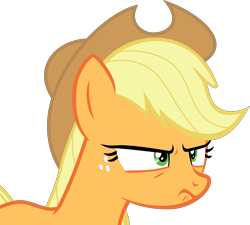 Size: 7056x6340 | Tagged: dead source, safe, artist:pink1ejack, applejack (mlp), earth pony, equine, fictional species, mammal, pony, feral, friendship is magic, hasbro, my little pony, 2016, absurd resolution, angry, clothes, cowboy hat, female, freckles, hat, mare, on model, simple background, solo, solo female, transparent background, vector