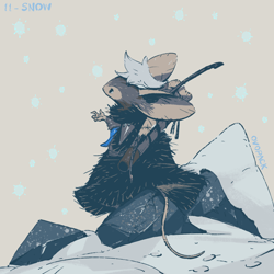 Size: 1280x1280 | Tagged: safe, artist:ovopack, mammal, mouse, rodent, semi-anthro, coat, snow, topwear