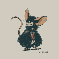 Size: 1280x1279 | Tagged: safe, artist:ovopack, mammal, mouse, rodent, semi-anthro, ambiguous gender, cloak