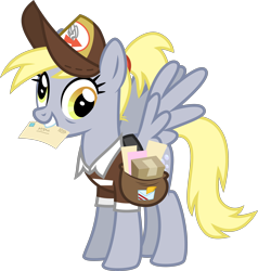 Size: 4000x4202 | Tagged: safe, alternate version, artist:radomila radon, derpy hooves (mlp), equine, fictional species, mammal, pegasus, pony, feral, friendship is magic, hasbro, my little pony, .svg available, absurd resolution, clothes, derp, female, hat, mare, older, simple background, smiling, solo, solo female, tail, transparent background, vector, wings