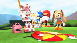 Size: 800x450 | Tagged: safe, artist:smexynation-lite, amy rose (sonic), cheese (sonic), cream the rabbit (sonic), doctor eggman (sonic), knuckles the echidna (sonic), miles "tails" prower (sonic), sonic the hedgehog (sonic), bird, canine, chao, echidna, fictional species, flicky (sonic), fox, hedgehog, lagomorph, mammal, monotreme, rabbit, red fox, anthro, plantigrade anthro, semi-anthro, sega, sonic the hedgehog (series), 16:9, 2020, 3d, 3d animation, amber eyes, animated, black eyes, cyan eyes, dipstick tail, eyes closed, facepalm, female, flattening, fluff, gif, green eyes, group, male, multiple tails, no pupils, orange tail, piko piko hammer, quills, red tail, source filmmaker, tail, tail fluff, two tails, white tail