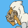 Size: 100x100 | Tagged: source needed, useless source url, safe, artist:darkmanethewerewolf, oc, oc only, oc:der, bird, feline, fictional species, gryphon, mammal, feral, 2d, 2d animation, animated, chocolate chip cookies, cookie, cute, eating, food, frame by frame, gif, low res, male, perfect loop, solo, solo male