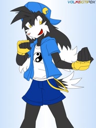 Size: 1280x1703 | Tagged: safe, artist:volksgtifox, klonoa (klonoa), ambiguous species, mammal, anthro, bandai namco, klonoa, namco, clothes, fighting, fingerless gloves, gloves, male, martial arts, solo, solo male