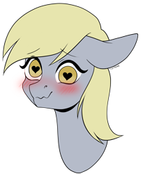 Size: 3503x4280 | Tagged: safe, artist:torihime, derpy hooves (mlp), equine, fictional species, mammal, pegasus, pony, feral, friendship is magic, hasbro, my little pony, blushing, commission, female, heart, heart eyes, mare, simple background, solo, solo female, transparent background, wingding eyes, ych result