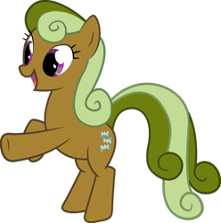 Size: 890x897 | Tagged: safe, artist:icey-wicey-1517, artist:silentmatten, earth pony, equine, fictional species, mammal, pony, feral, hasbro, my little pony, cinnabon (mlp), female, happy, hooves, mare, open mouth, rearing, recolor, simple background, solo, solo female, transparent background, underhoof