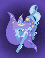 Size: 720x937 | Tagged: safe, artist:texasuberalles, trixie (mlp), classical unicorn, equine, fictional species, mammal, pony, unicorn, feral, friendship is magic, hasbro, my little pony, beard, cape, clothes, curved horn, female, hat, hooves, horn, lineless, mare, solo, solo female, unshorn fetlocks, white eyes