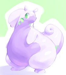 Size: 909x1041 | Tagged: safe, artist:veiukket, fictional species, goodra, feral, nintendo, pokémon, ambiguous gender, fat, overweight, solo, solo ambiguous