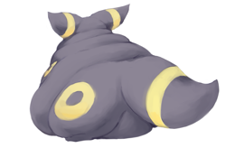 Size: 1205x791 | Tagged: suggestive, artist:veiukket, eeveelution, fictional species, umbreon, feral, nintendo, pokémon, ambiguous gender, butt, fat, featureless crotch, obese, simple background, solo, solo ambiguous, white background