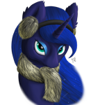 Size: 1750x2000 | Tagged: safe, artist:tunrae, princess luna (mlp), alicorn, equine, fictional species, mammal, pony, feral, friendship is magic, hasbro, my little pony, bust, clothes, digital art, earmuffs, female, looking at you, scarf, simple background, solo, solo female, transparent background
