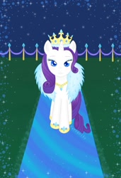 Size: 1080x1576 | Tagged: safe, artist:purrarity, rarity (mlp), equine, fictional species, mammal, pony, unicorn, feral, friendship is magic, hasbro, my little pony, 2020, blue eyes, crown, eyeshadow, female, hoof shoes, horn, jewelry, makeup, mare, necklace, regalia, smiling, solo, solo female, tail, watermark