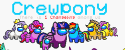Size: 1374x556 | Tagged: safe, artist:lexucuflexu, applejack (mlp), crewmate (among us), fluttershy (mlp), impostor (among us), pinkie pie (mlp), rainbow dash (mlp), rarity (mlp), spike (mlp), twilight sparkle (mlp), alicorn, dragon, earth pony, equine, fictional species, mammal, pegasus, pony, unicorn, feral, semi-anthro, among us (game), friendship is magic, hasbro, my little pony, 2020, clothes, cowboy hat, crossover, crown, disguise, disguised changeling, female, folded wings, hat, horn, jewelry, male, mare, pixel art, pixelanarchy.online, regalia, simple background, species swap, tail, white background, wings