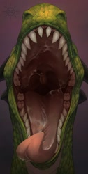 Size: 644x1280 | Tagged: suggestive, artist:ne_sun, dragon, fictional species, reptile, scaled dragon, ambiguous form, bust, front view, male, mawshot, open mouth, saliva, sharp teeth, solo, solo male, teeth, tongue, tongue out, uvula