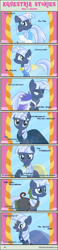 Size: 1004x4337 | Tagged: safe, artist:estories, rarity (mlp), oc, oc:silverlay, equine, fictional species, mammal, pony, unicorn, feral, comic:seeds of darkness, friendship is magic, hasbro, my little pony, 2014, clothes, comic, dialogue, dress, female, horn, mare, offscreen character, solo focus, tail, talking