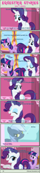 Size: 1004x4337 | Tagged: safe, artist:estories, rainbow dash (mlp), rarity (mlp), twilight sparkle (mlp), equine, fictional species, mammal, pegasus, pony, unicorn, feral, comic:seeds of darkness, friendship is magic, hasbro, my little pony, 2014, comic, dialogue, eyeshadow, female, horn, makeup, mare, on model, possession, tail, talking, trio, trio female