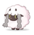 Size: 957x1000 | Tagged: safe, artist:modocrisma, bovid, caprine, fictional species, mammal, sheep, wooloo, feral, nintendo, pokémon, ambiguous gender, colored sclera, horns, signature, simple background, smiling, solo, solo ambiguous, white background, yellow sclera