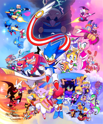Size: 2236x2682 | Tagged: safe, artist:drawloverlala, amy rose (sonic), antoine d'coolette (sonic), bark the polar bear (sonic), bean the dynamite (sonic), bearenger (sonic), big the cat (sonic), blaze the cat (sonic), bunnie rabbot (sonic), carrotia (sonic), chaos (sonic), charmy bee (sonic), cheese (sonic), chip (sonic), chris thorndyke (sonic), cream the rabbit (sonic), dave the intern (sonic), doctor eggman (sonic), espio the chameleon (sonic), fang the sniper (sonic), focke-wulf (sonic), froggy (sonic), honey the cat (sonic), knuckles the echidna (sonic), marine the raccoon (sonic), mephiles the dark (sonic), metal sonic (sonic), mighty the armadillo (sonic), miles "tails" prower (sonic), nicole the holo-lynx (sonic), pachacamac (sonic), princess sally acorn (sonic), ray the flying squirrel (sonic), rotor the walrus (sonic), rouge the bat (sonic), shadow the hedgehog (sonic), shard the metal (sonic), silver the hedgehog (sonic), sir charles the hedgehog (sonic), sonic the hedgehog (sonic), sticks the badger (sonic), tikal the echidna (sonic), vanilla the rabbit (sonic), vector the crocodile (sonic), witchcart (sonic), ambiguous species, amphibian, armadillo, arthropod, badger, bat, bear, bee, bird, canine, cat, chameleon, chao, chipmunk, coyote, crocodile, crocodilian, duck, echidna, feline, fictional species, flying squirrel, fox, frog, hedgehog, human, insect, lagomorph, lizard, lynx, mammal, monotreme, mustelid, nutria, polar bear, procyonid, rabbit, raccoon, red fox, reptile, robot, rodent, squirrel, walrus, waterfowl, weasel, wolf, anthro, feral, semi-anthro, sonic skyline au, archie sonic the hedgehog, sega, sonic adventure, sonic boom (series), sonic rush adventure, sonic the fighters, sonic the hedgehog (2006 game), sonic the hedgehog (series), sonic unleashed, sonic x, 2018, 3 toes, alternate universe, amber eyes, black eyes, colored sclera, cyan eyes, cybernetics, dipstick tail, eyes closed, female, fluff, green eyes, group, high res, hologram, jerboa-wolf, large group, magenta eyes, male, multiple tails, mutant, no pupils, orange tail, pachacamac the echidna (sonic), patagium, paws, purple eyes, quills, red eyes, red tail, redesign, tail, tail fluff, two tails, wall of tags, white tail, yellow eyes