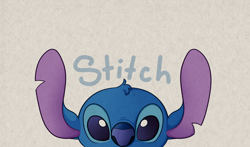 Size: 3192x1879 | Tagged: safe, artist:solosandwich, stitch (lilo & stitch), alien, experiment (lilo & stitch), fictional species, semi-anthro, disney, lilo & stitch, 2016, abstract background, black eyes, blue body, blue eyes, blue fur, blue nose, character name, digital art, ears, english text, fluff, fur, head fluff, headshot, looking at you, male, simple background, solo, solo male, torn ear