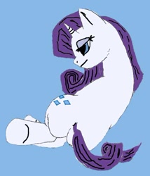 Size: 500x583 | Tagged: suggestive, artist:bigmacintosh2000, artist:icey-wicey-1517, furbooru exclusive, rarity (mlp), equine, fictional species, mammal, pony, unicorn, feral, friendship is magic, hasbro, my little pony, blue background, butt, female, mare, simple background, solo, solo female