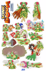 Size: 1973x3039 | Tagged: safe, artist:blue-paint-sea, amy rose (sonic), cosmo (sonic), knuckles the echidna (sonic), lyric the last ancient (sonic), rouge the bat (sonic), shadow the hedgehog (sonic), sonic the hedgehog (sonic), sticks the badger (sonic), animate plant, arthropod, badger, bat, bird, butterfly, chao, echidna, fictional species, flicky (sonic), hedgehog, insect, mammal, monotreme, mustelid, reptile, seedrian (sonic), snake, anthro, feral, humanoid, plantigrade anthro, semi-anthro, sega, sonic boom (series), sonic the hedgehog (series), sonic x, 2014, ambiguous gender, black eyes, colored sclera, cyan eyes, cybernetics, eyes closed, green eyes, no pupils, non-sapient, purple eyes, quills, red eyes, redesign, ring (sonic), teal eyes